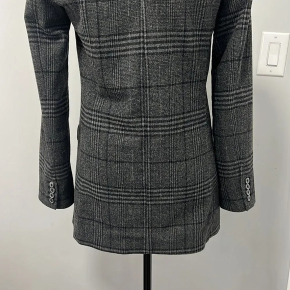 Zara Women’s Gray Black Checkered Double Breasted Button long Wool Blazer sz XS - Picture 6 of 8